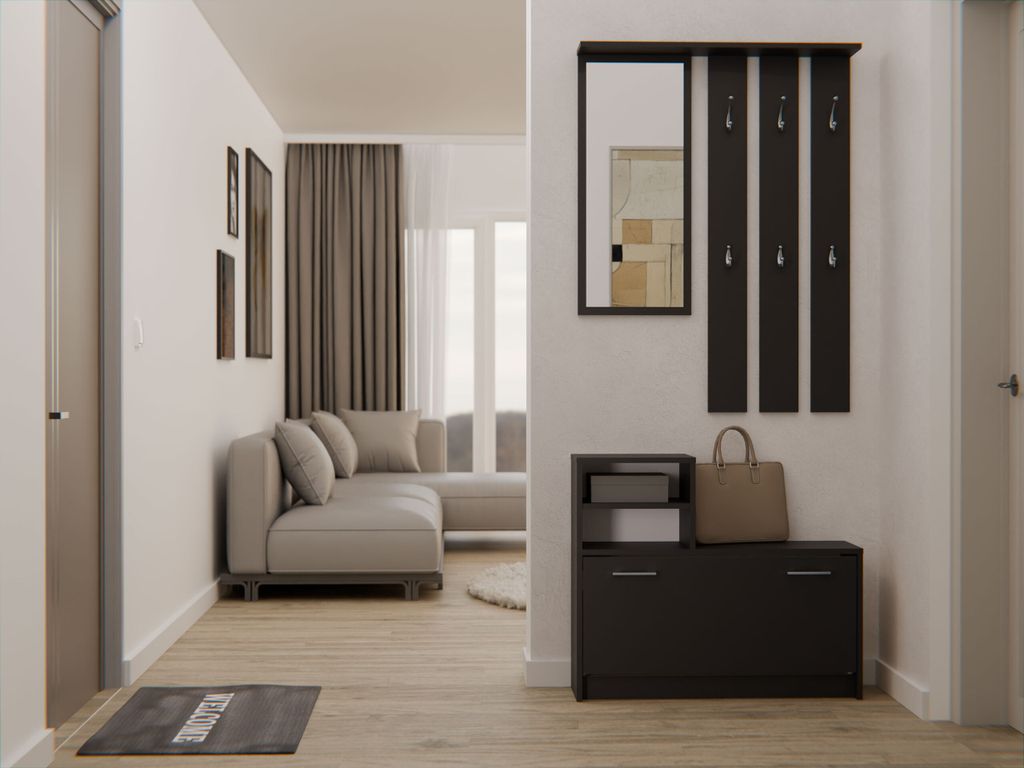 CDF Garderobe | Farbe: Schwarz | Großer Spiegel | Produktbild 3