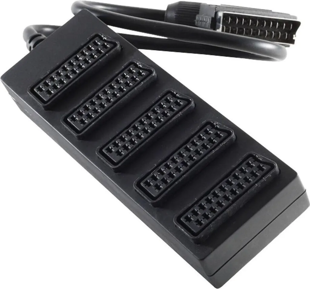 Multiprise Péritel 5 Ports avec Câble 0,5m pour Vidéo Analogique Scart