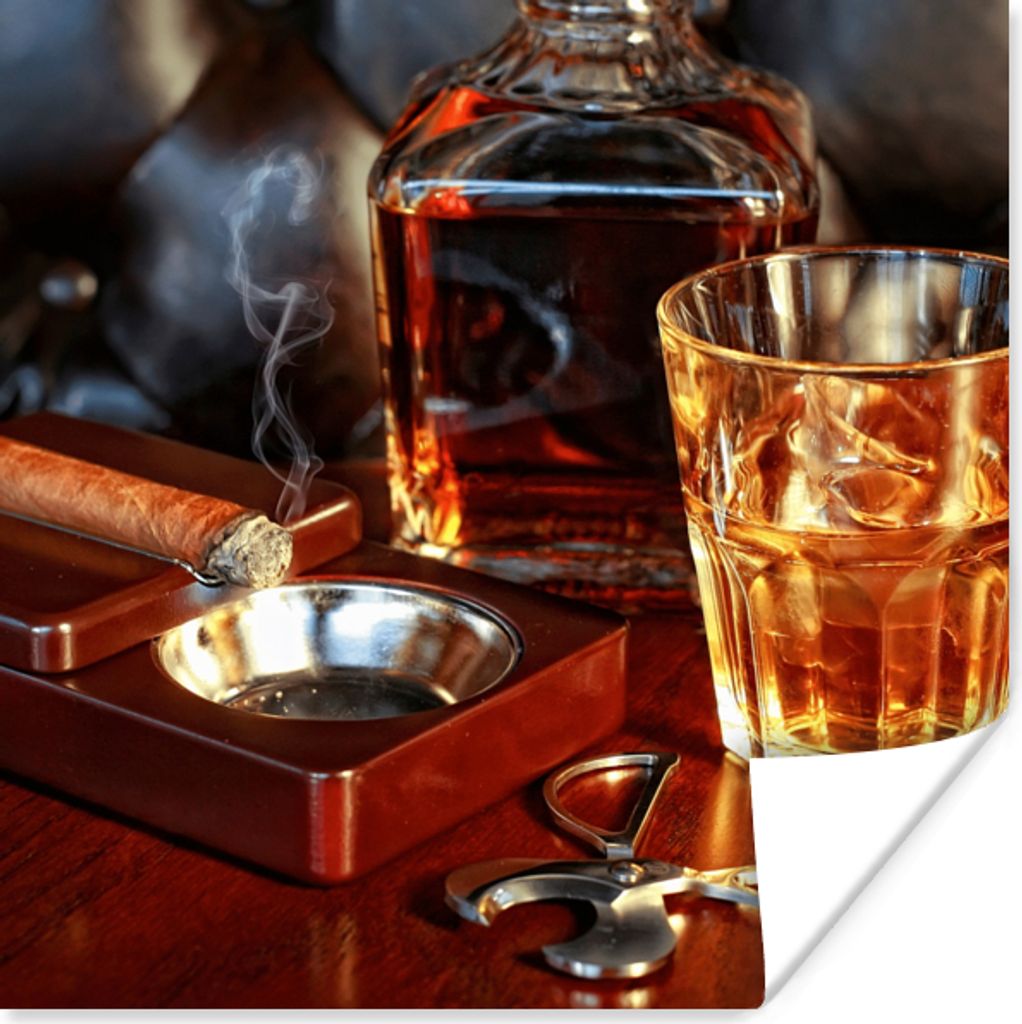 MuchoWow Poster Whiskey - Flasche - Karaffe 50x50 cm - Wohnzimmerdekoration