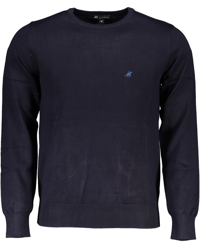 Oversize Herrenhemd Blau – Langer Ärmel, Rundhals, Stickerei-Logo