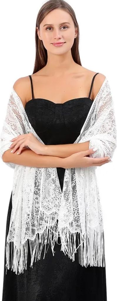 Eleganter Spitzen-Schal in Weiß – Stilvoll und Raffiniert KP33772