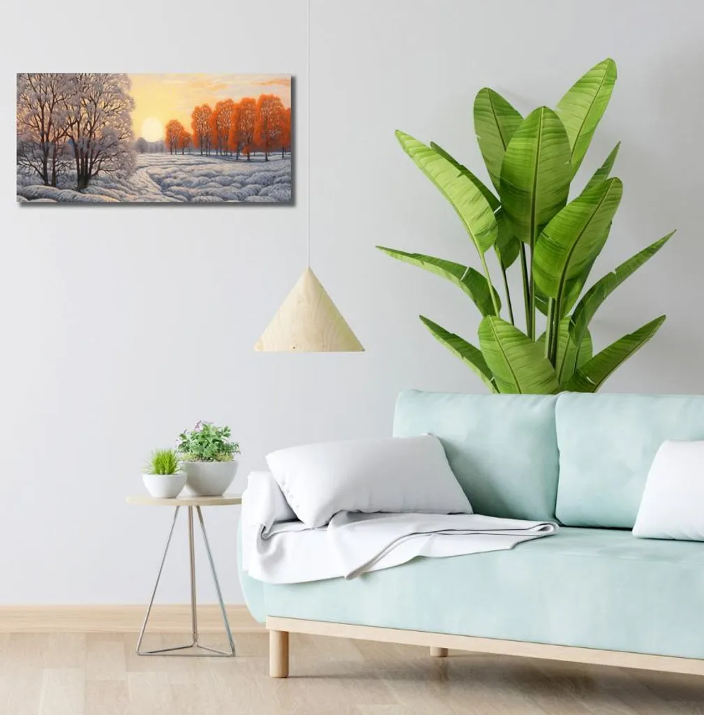 Quadro 70x30 cm Inverno nei toni del fuoco - 2