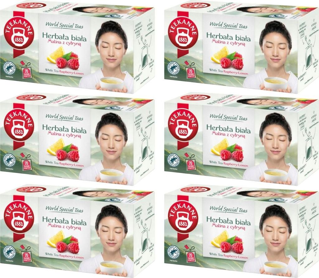 Teekanne Weißer Tee Himbeere Zitrone 6x 20 Teebeutel - Weisser Tee im Beutel