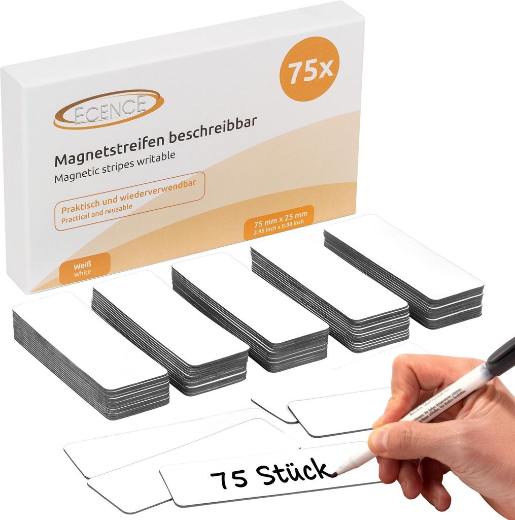 ECENCE 75 Magnetstreifen beschreibbar - 75x25mm Weiss - Produktbild 