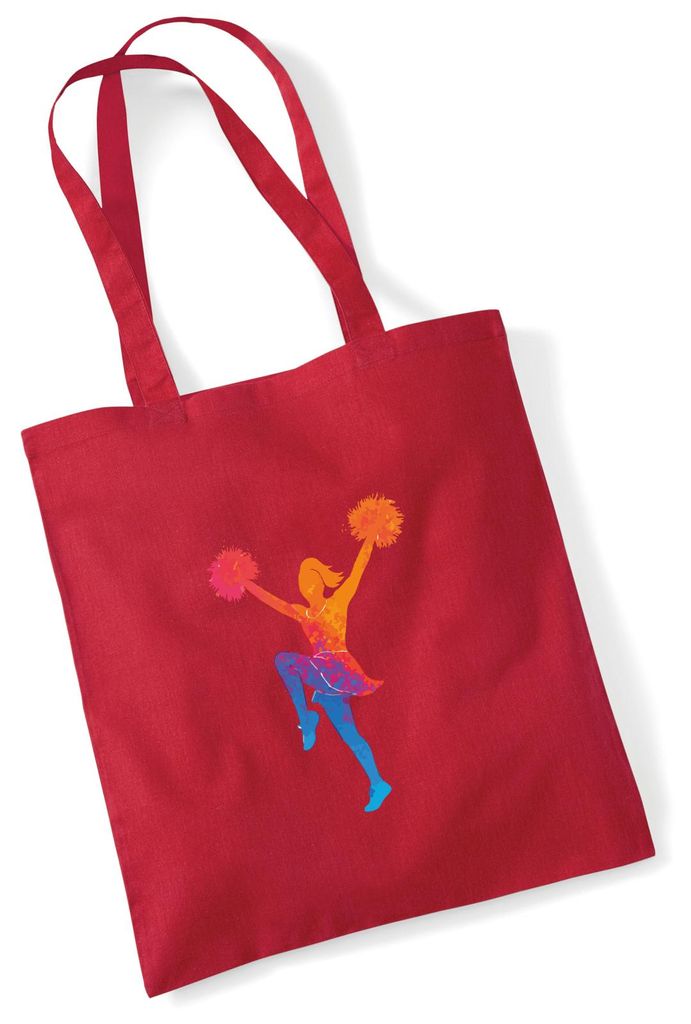 Huuraa Jutebeutel Cheerleading bunte Silhouette 10 Liter Classic Red Baumwolle Tasche Geschenkidee