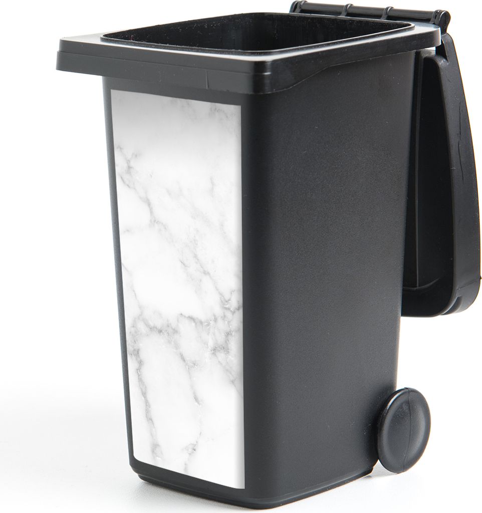 MuchoWow Mülltonnenaufkleber Marmor - Weiß - Grau - Luxus - Marmoroptik - Stein 44x98 cm - Containeraufkleber - Aufkleber - Mülltonnen-Aufkleber