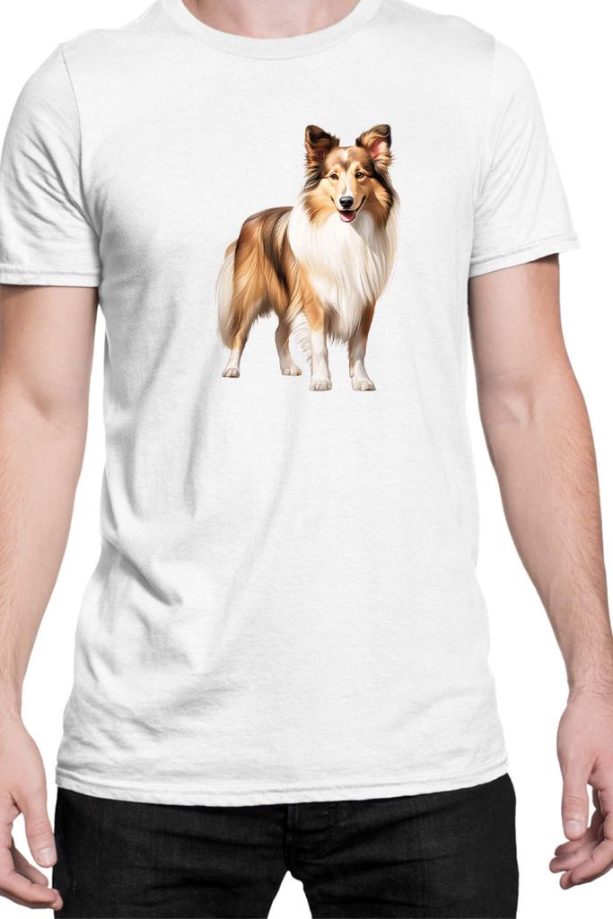 Herren T-Shirt Dogs Breeds Australian Shepherd Dog Breed 006, Man M / Weiß