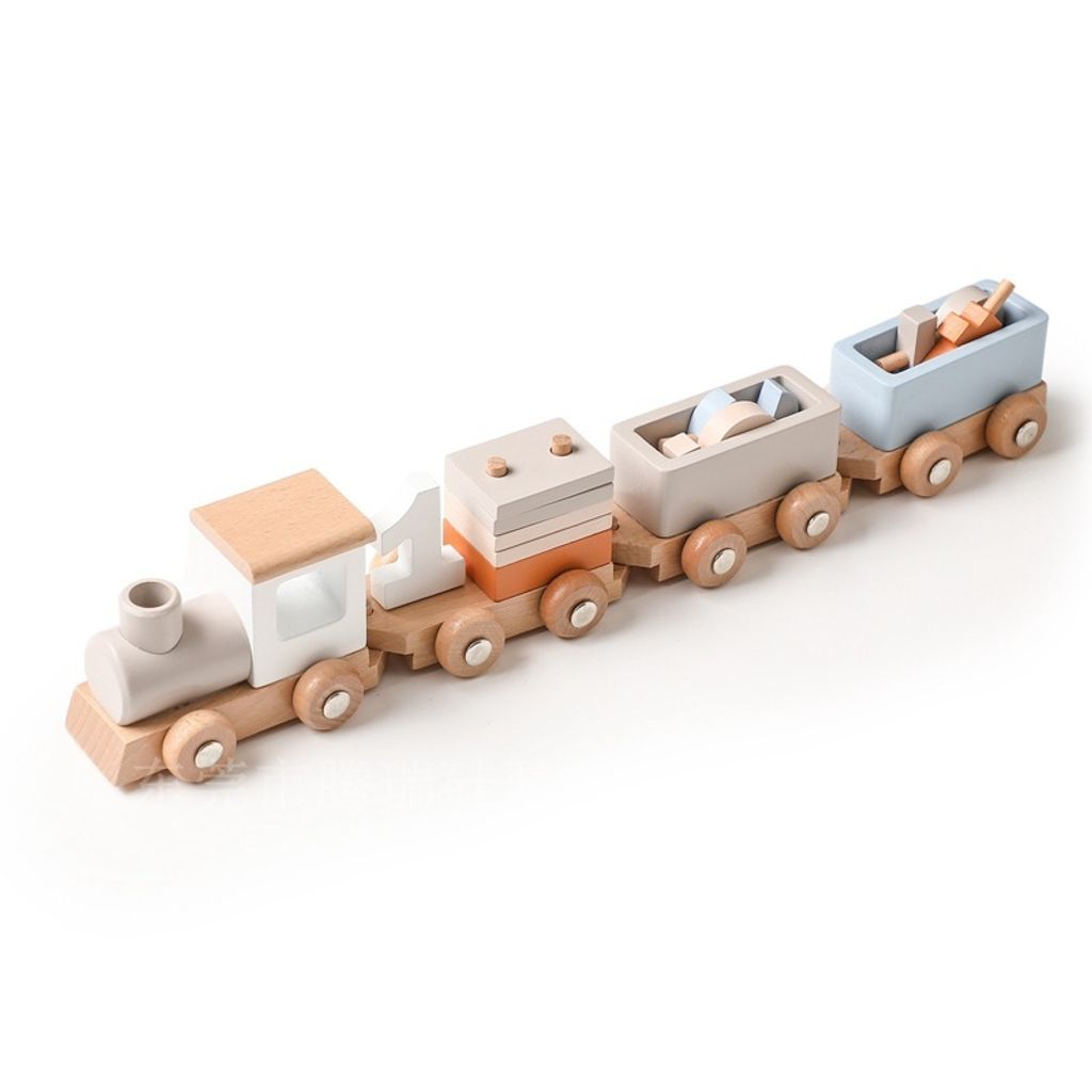 Holzeisenbahn-Set (Babygeschenk), Spielzeug mit Zahlen und Bausteinen, Eisenbahnspielzeug, 12-teilig, für Kleinkinder, Jungen und Mädchen,Geburts...