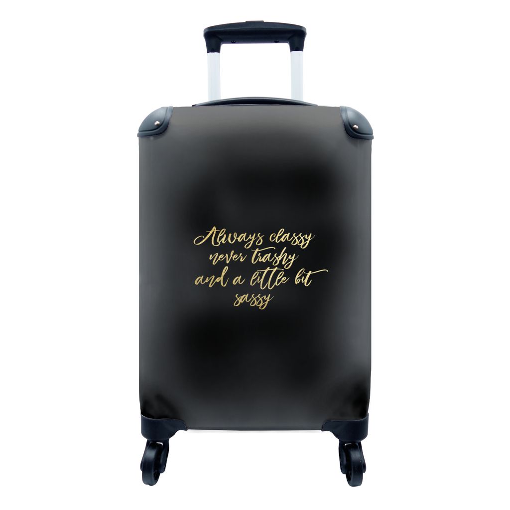 MuchoWow Koffer Handgepäck Trolley Rollkoffer Kleine Reisekoffer mit 4 Rollen - Zitate - Gold - Briefe - Cabin Size < 55x40x23 cm & 55x40x20 cm ...