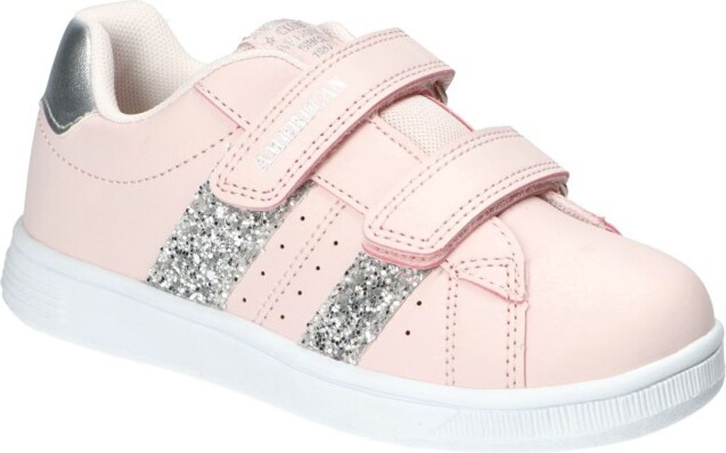 AMERICAN CLUB ES179 Solide Kinderschuhe mit Klettverschluss, Sneaker für Mädchen, modische Kinderschuhe, Innensohle aus Naturleder, Casual, Rosa 31