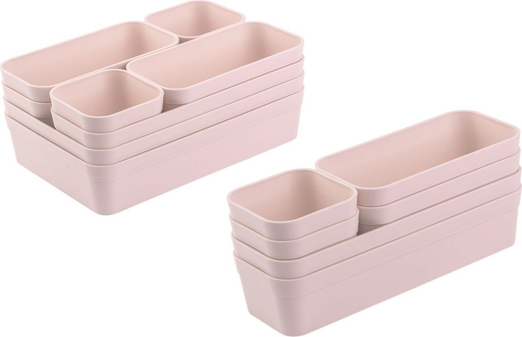 1x Schubladen-Organizer Set Aufbewahrungs-Box Einteiler verstellbar rosa