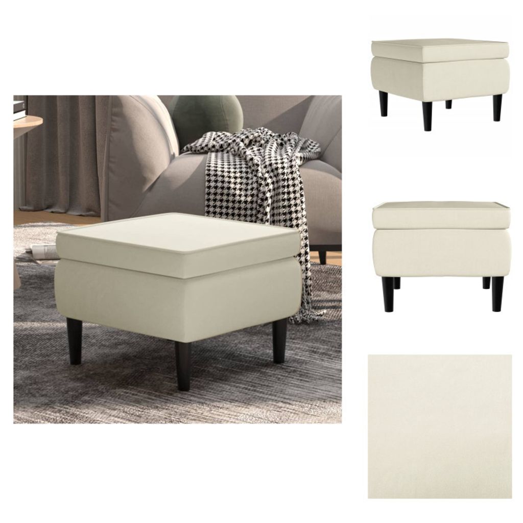 vidaXL Hocker mit Holzbeinen Creme Samt - Klappstühle & Hocker