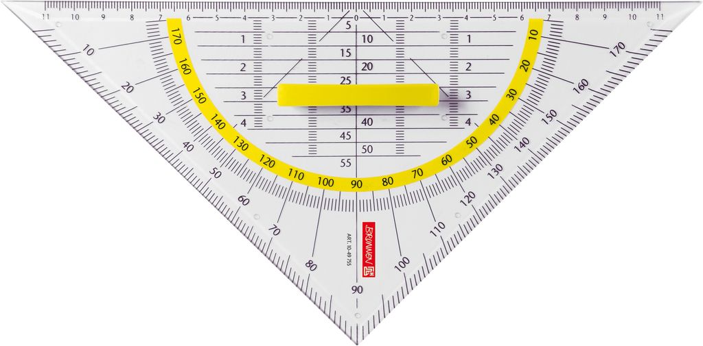 Geometrie-Dreieck 22cm mit Griff klar Packung mit 10 Stück