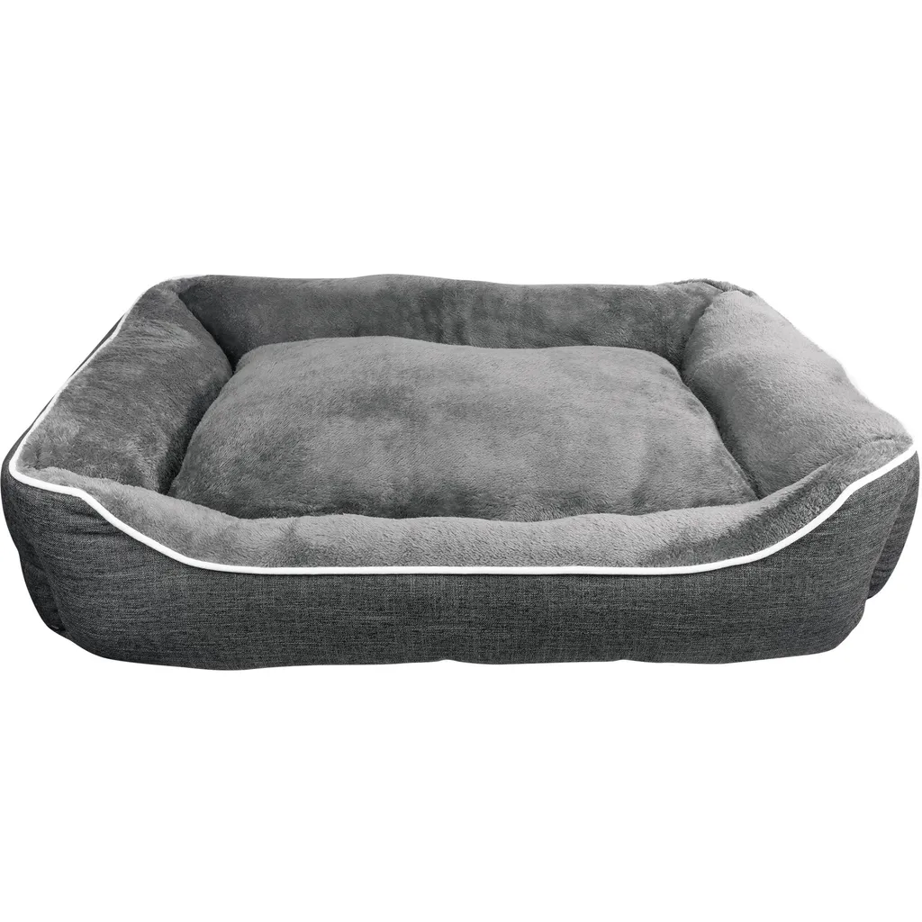 Panier rectangulaire pour grand chien 100x70 cm aspect lin gris Purus