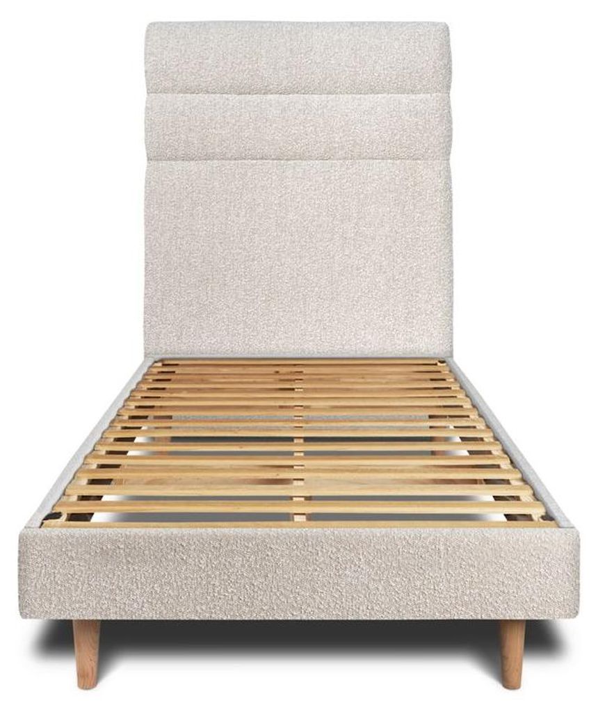 Bett mit gefüttertem Kopfteil – Bouclé-Stoff - 90x190 cm