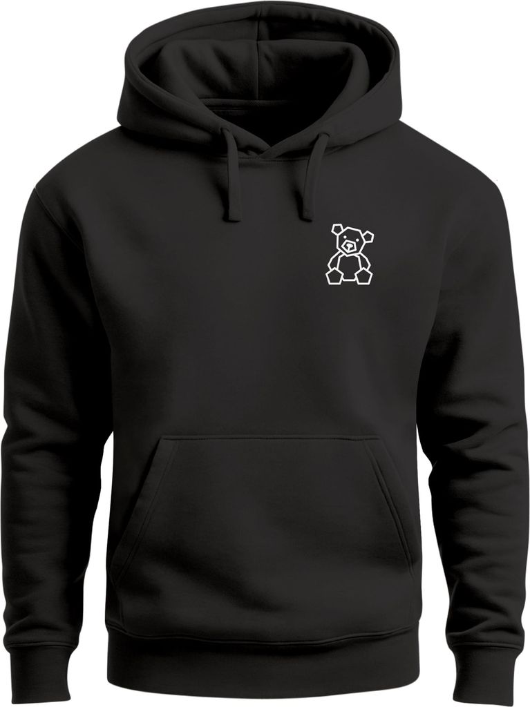 Hoodie Herren Print Minimal Teddy Kapuzenpullover mit Bär Brustlogo Streetwear Design Fashion Streetstyle Neverless