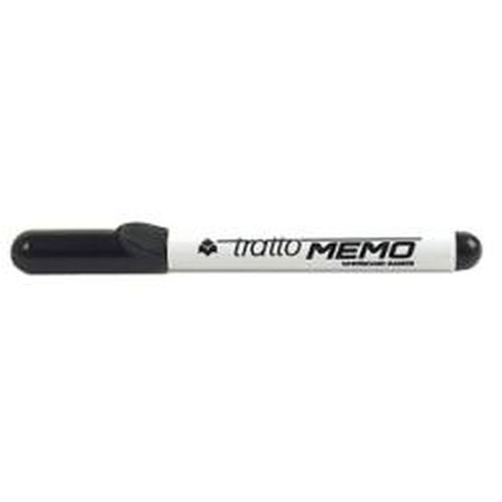 Tratto Memo Whiteboard Marker trocken abwischbar Schwarz mit Radiergummi runde Spitze