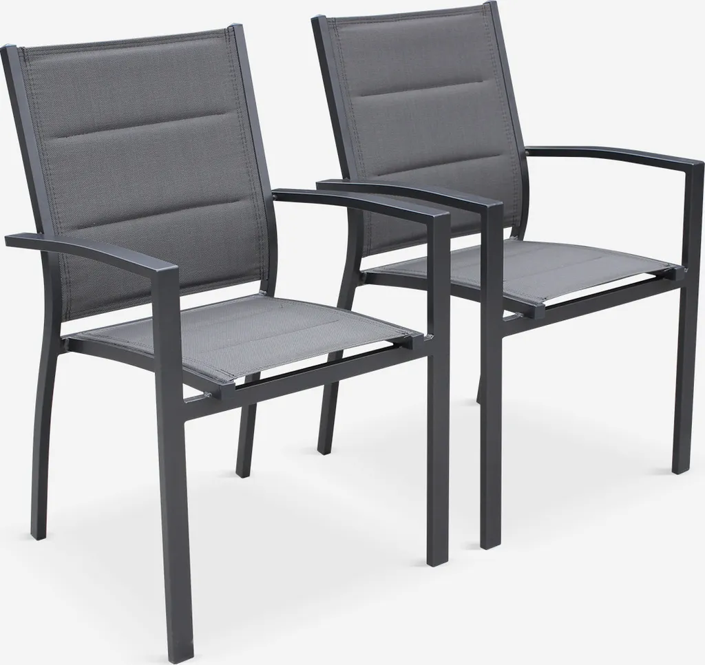 Set di 2 poltrone da giardino in alluminio e textilene, Antracite