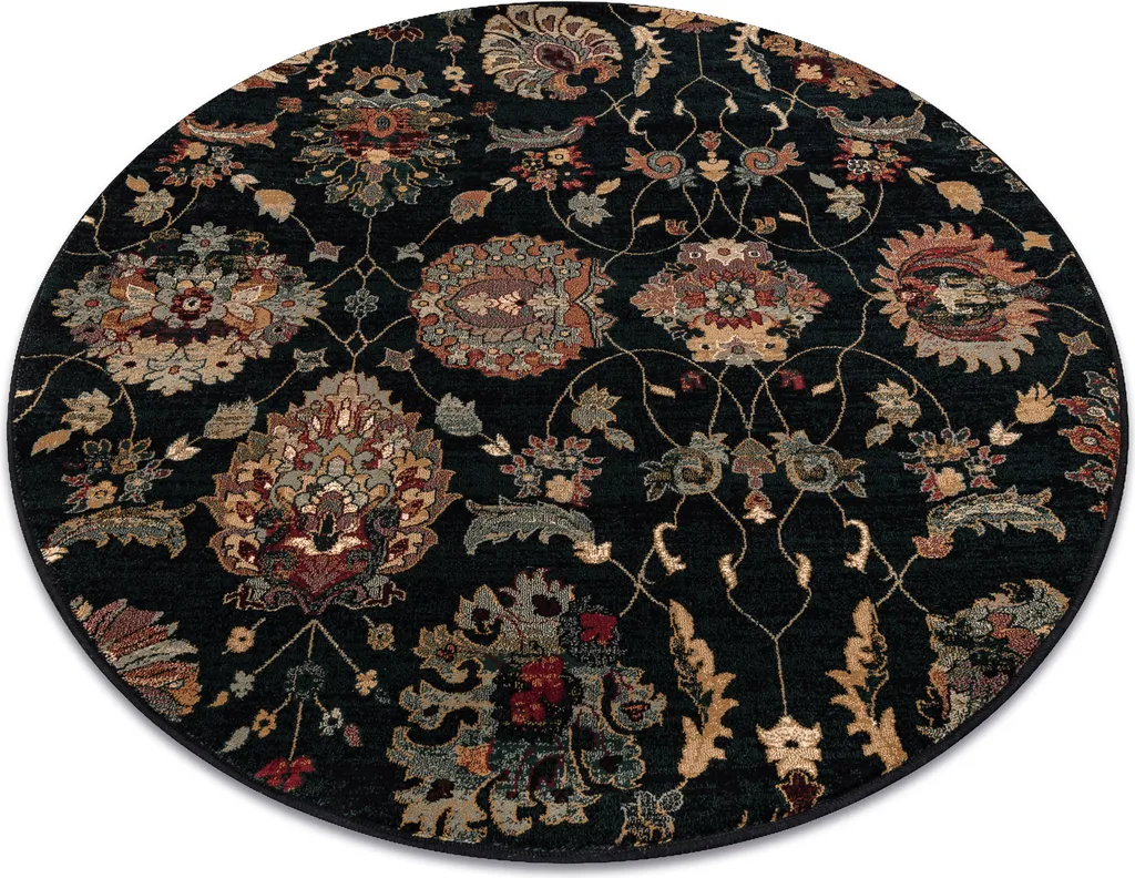 Tapis de salon rond bleu en laine véritable - Modèle Latica 135cm