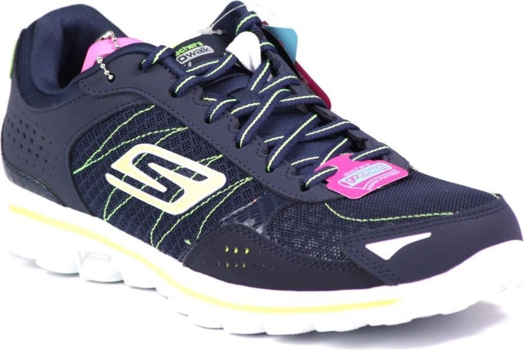 Skechers Sportschuhe marineblau/limettengrün, weiche Innensohle, 3 cm Sohlenstärke