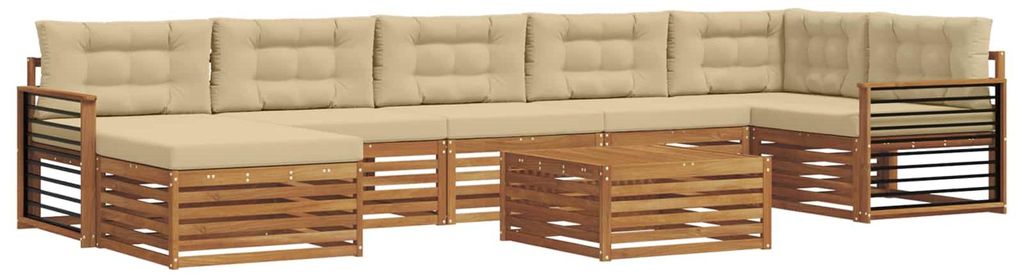 vidaXL Outdoor-Sofagarnitur mit Kissen 8 pcs Natur und Beige