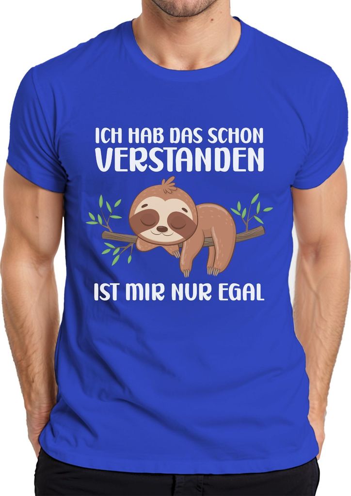 Verstanden ist mir egal faultier schlafen Lustiger Spruch Ironie Herren T-Shirt, Blau, XL