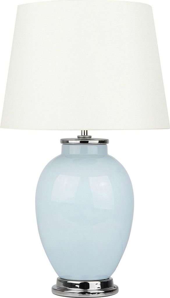 BELIANI Tischlampe Blau Keramik 56 cm Stoffschirm Weiß Empire Vasenform Kabel mit Schalter Retro-Stil