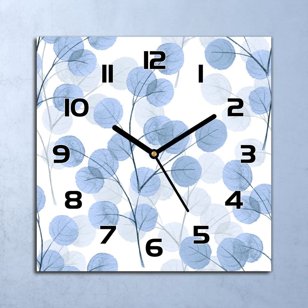 Wanduhr Echt-Glas-Küchenuhr Zweige Abstraktion Quarz 30x30 Deko Bilder