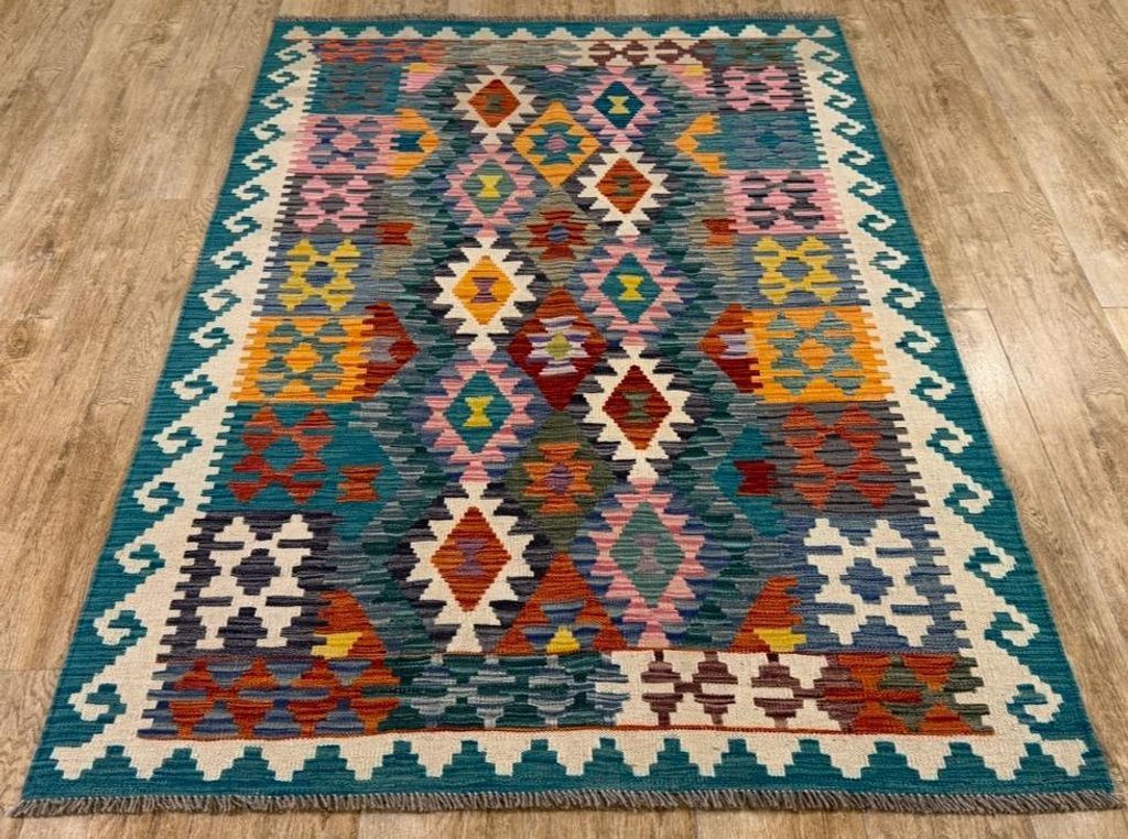 Teppich KELIM ORIGINAL | Farbe: Multi; Größe: 130x183 cm | strapazierfähig und leicht zu reinigen | Wohnzimmer | Schlafzimmer