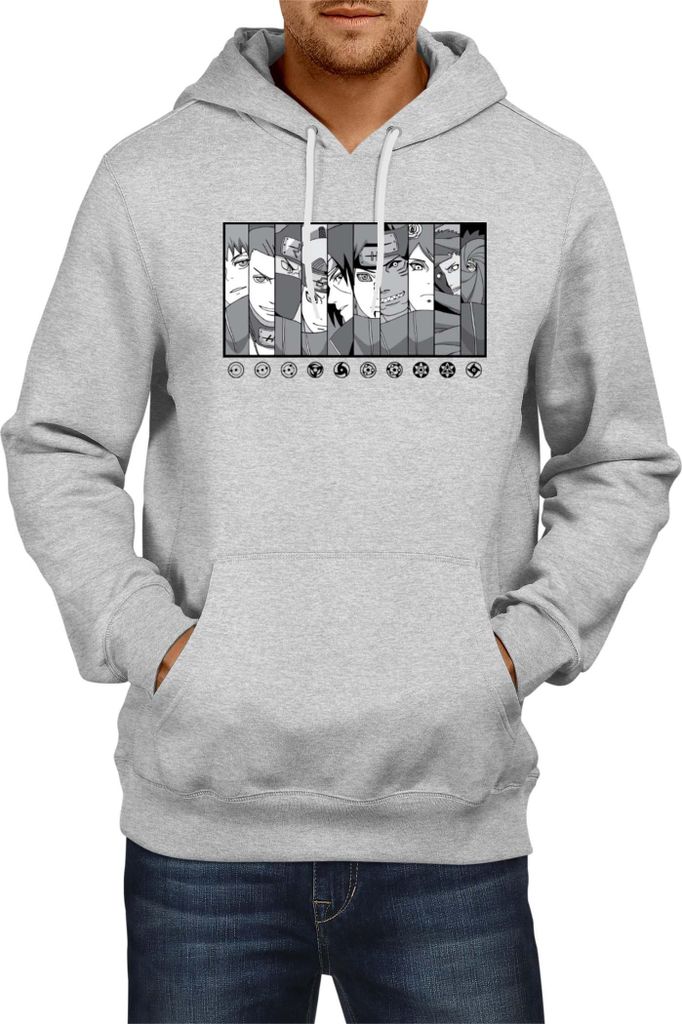 Herren Kapuzenpullover Naruto Akatsuki Team Members 02, Man L / Grau