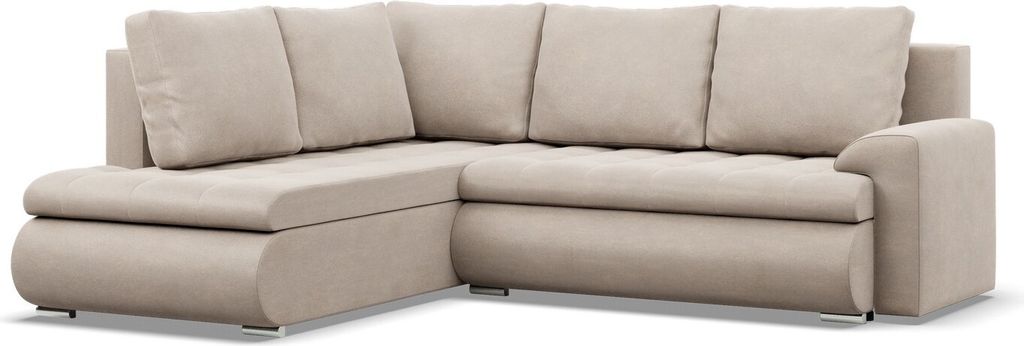 Links Ecksofa mit Schlaffunktion, Ottomane, Beige Produktbild 