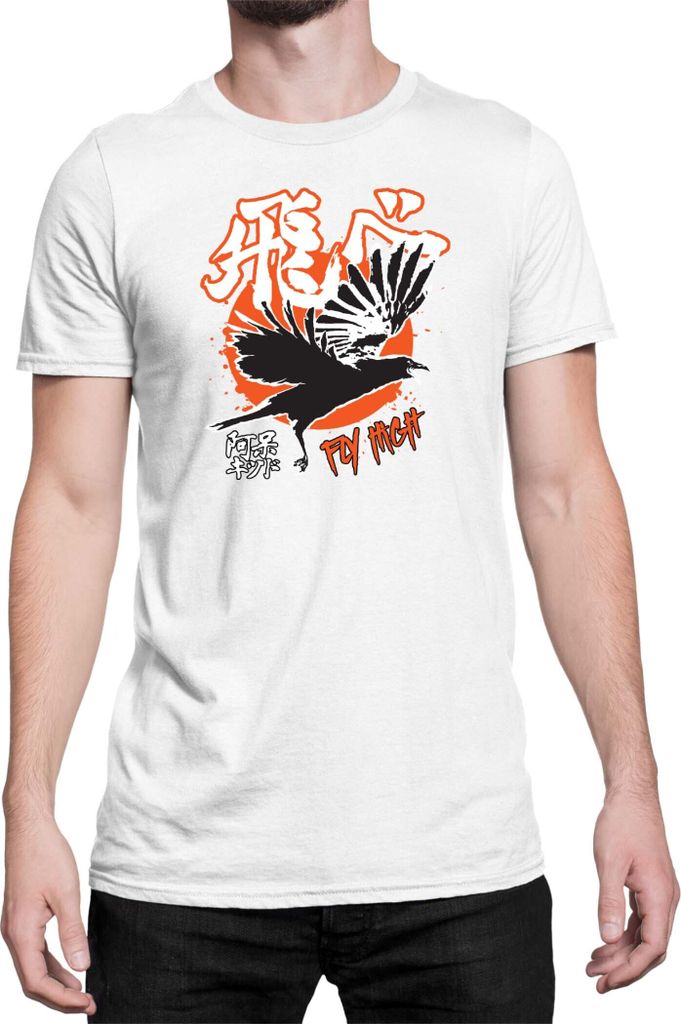 Herren T-Shirt Japan Anime Manga Haikyu Karasuno High Logo, Man L / Weiß