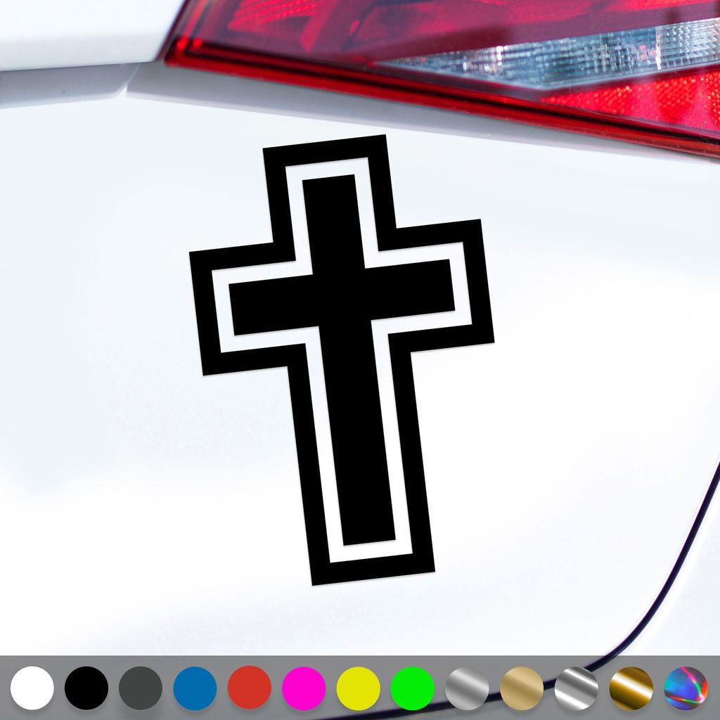PantherPixel Kreuz Aufkleber Christentum Kirche Jesus Christus Sticker Auto Geschenkidee Farbe Schwarz