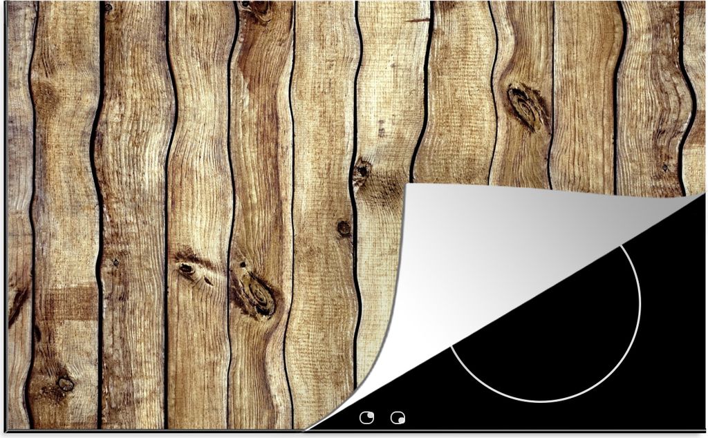 KitchenYeah Herdabdeckplatte Regale - Holz - Rustikal , 91x52cm, Küche Deko, Glaskeramikfeld Herdabdeckung, Abdeckplatte fùr Kochfeld
