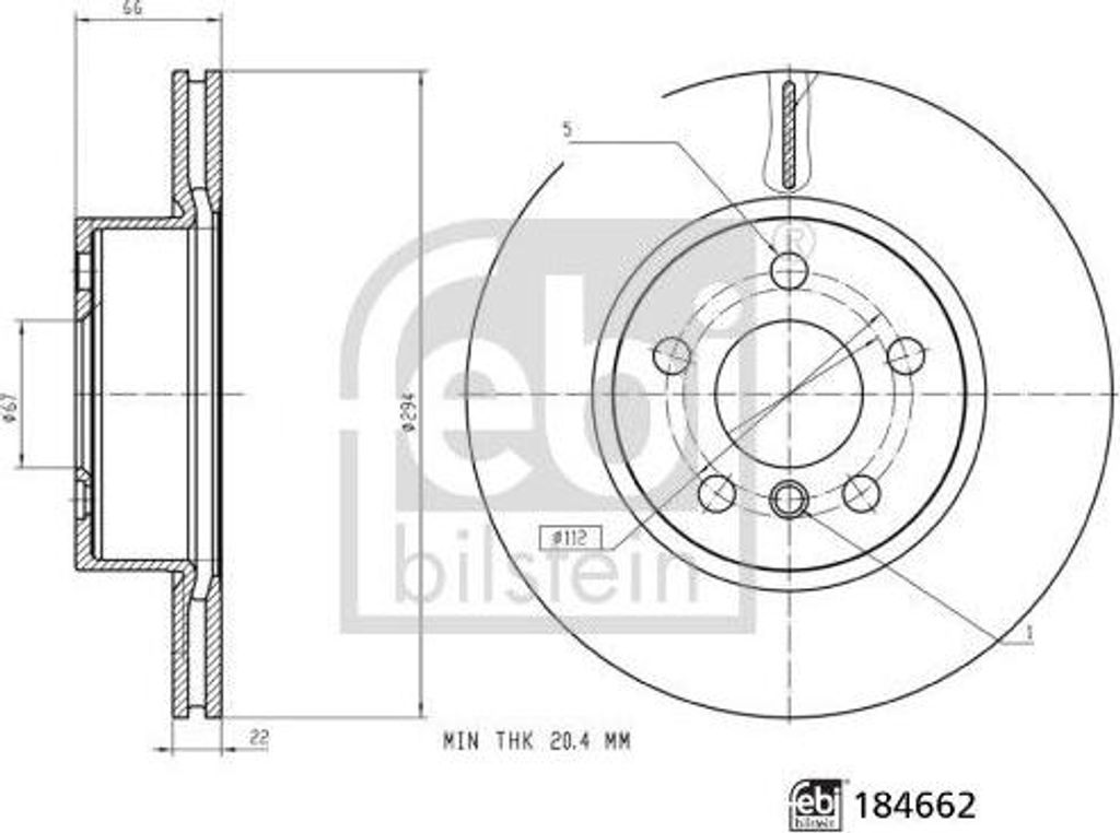 FEBI BILSTEIN 184662 Bremsscheibe OE 34106877211 kompatibel mit 3er G20, 3er G21