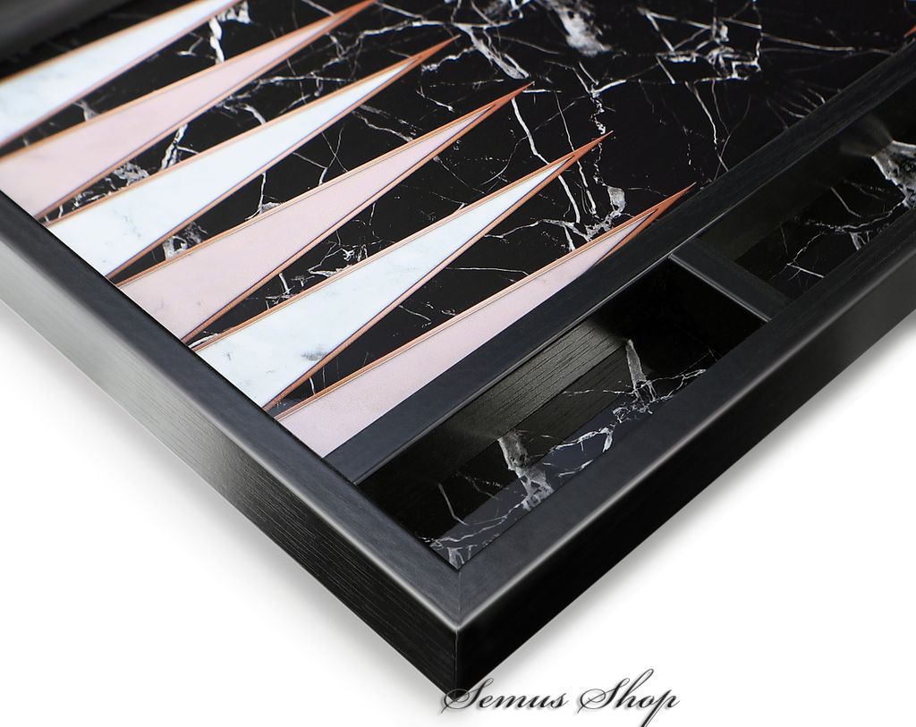 Backgammon Tavla Black Marble XXL marmer design
