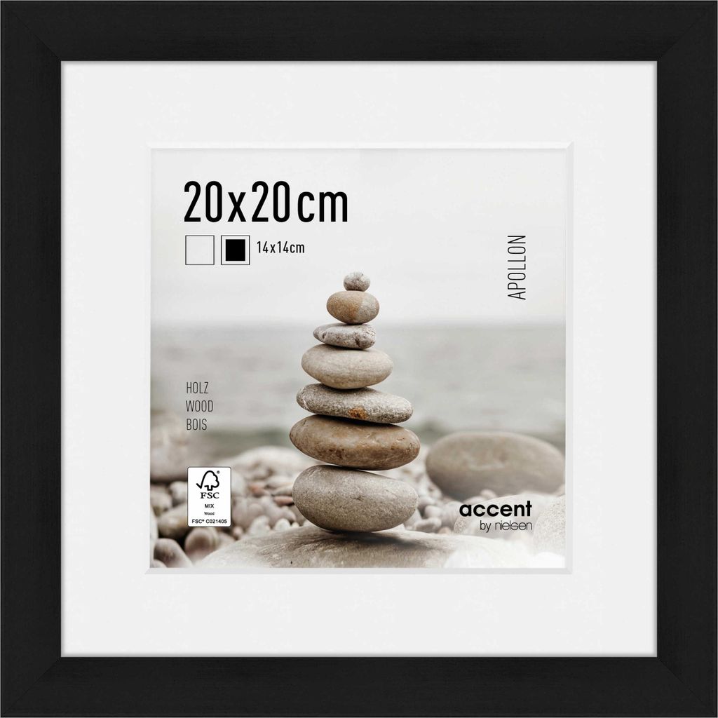 accent by nielsen Holz Bilderrahmen Apollon, 20x20 cm, Schwarz