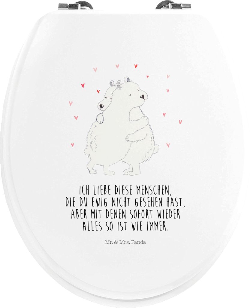 Mr. & Mrs. Panda WC Brille Eisbär Umarmen - Weiß - Geschenk, WC-Sitz, Gute Laune, Klobrille, Toilettendeckel, holz sitz, Klodeckel, klo deckel