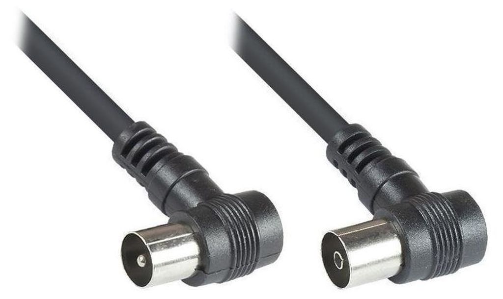 Cavo per antenna nero, doppia schermatura, angolato, 2 m, Immagine del prodotto 
