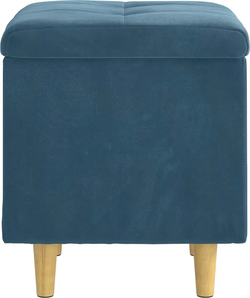 vidaXL Pouf contenitore con cuscino blu 40 x 40 x 45 cm Velluto - 5