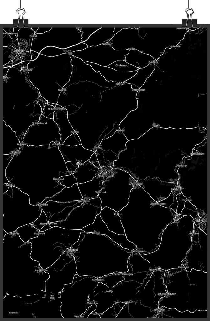 Mr. & Mrs. Panda Bild Lauterbach DIN A2 - Geschenk, Plakat, kunstdruck poster, drucke, Stadt Dorf Karte Landkarte Map Stadtplan, wanddeko, Deko