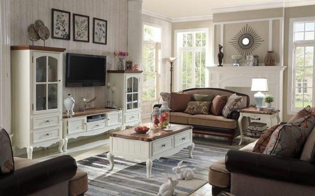 Wohnzimmer Set 2x Vitrine + Sideboard Holz JVmoebel