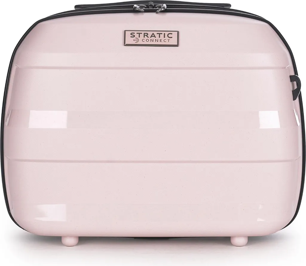 Vanity Case de Voyage Rose Stratic Straw - Trousse Maquillage Rigide Chic