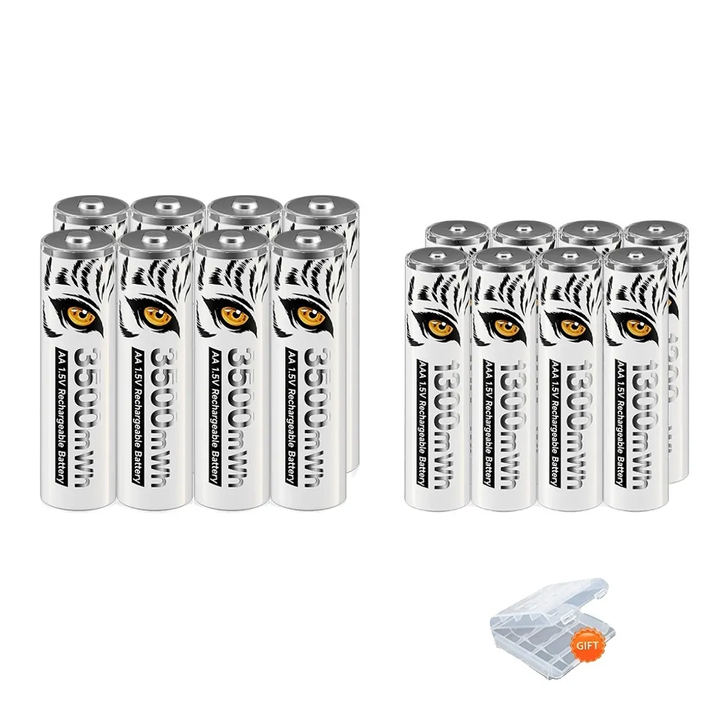 Batterie ricaricabili agli ioni di litio, capacità 3500mWh, caricabatterie incluso, trasparente