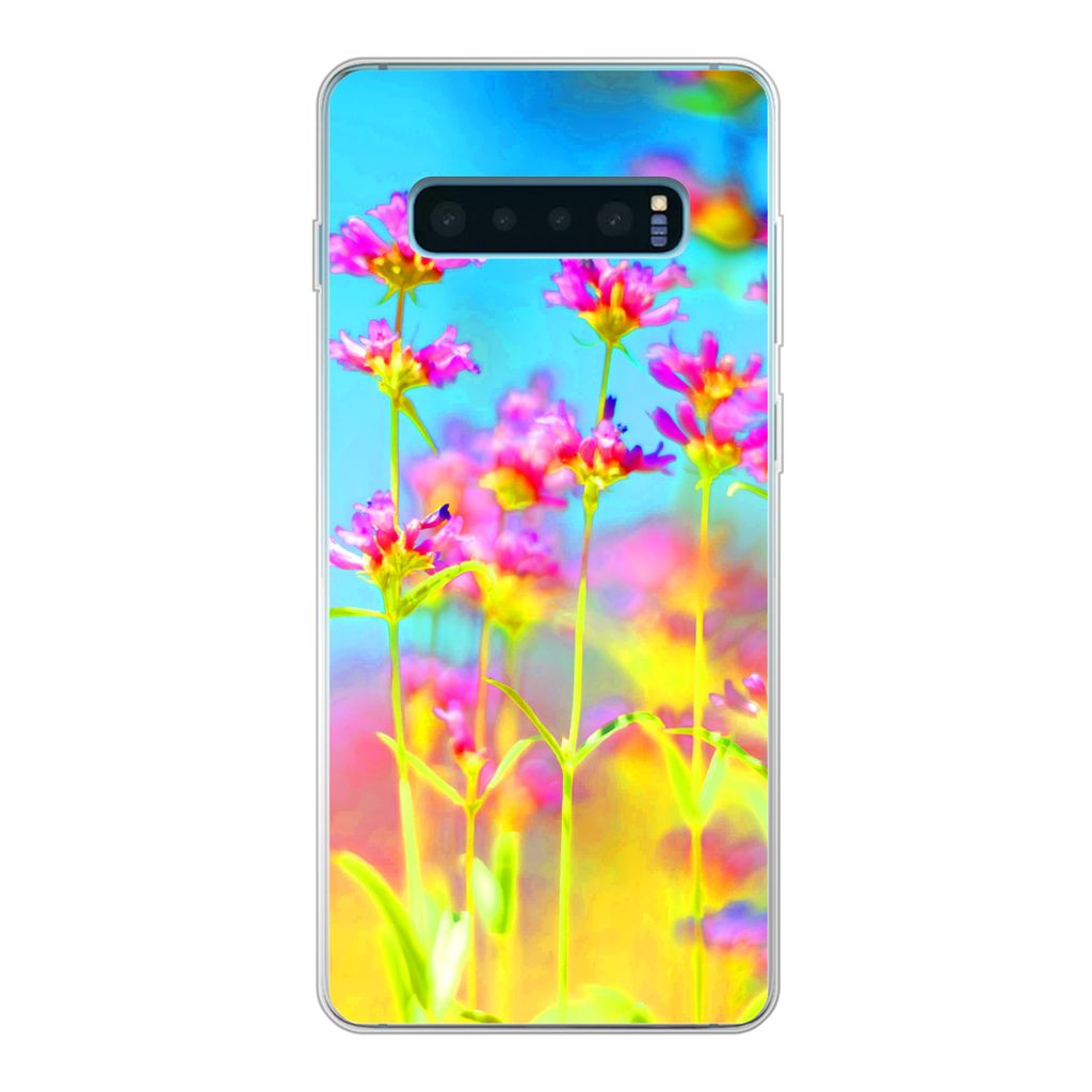 MuchoWow Handyhülle Schutzhülle Hülle für Samsung Galaxy S10 Plus Blumen - Kunst - Psychedelisch Silikon Softcase Handy Hülle - Schutzhülle