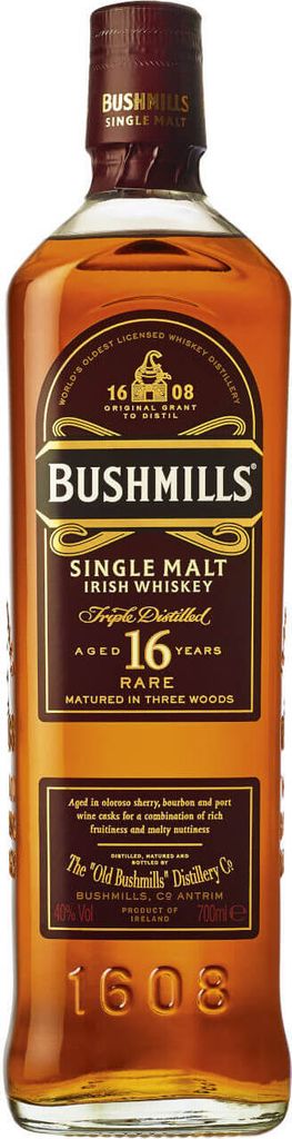 Bushmills 16 Jahre | Single Malt Irish Whiskey | 0,7l. Flasche in Tube