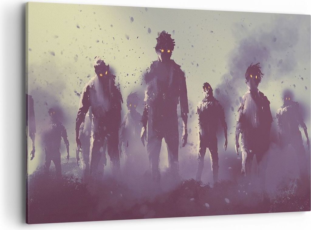 Bild auf Leinwand - Leinwandbild - Charaktere Halloween Geheimnis - 120x80cm - Wand Bild - Wanddeko - Leinwanddruck - Bilder - Kunstdruck - Wanddek...