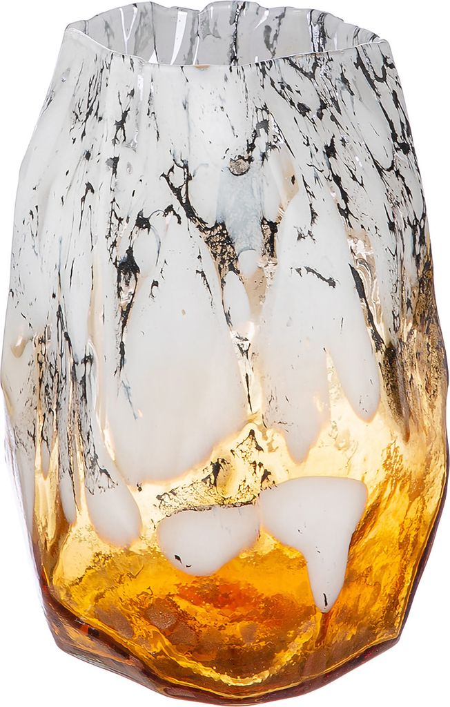 Gilde Glasart, Vase, "Arte", Glas, creme, orange, VE 2, L. 16 cm, B. 16 cm, H. 22,5 cm Höhe: 22.50 cm Breite: 16.00 cm Tiefe: 16.00cm 52498