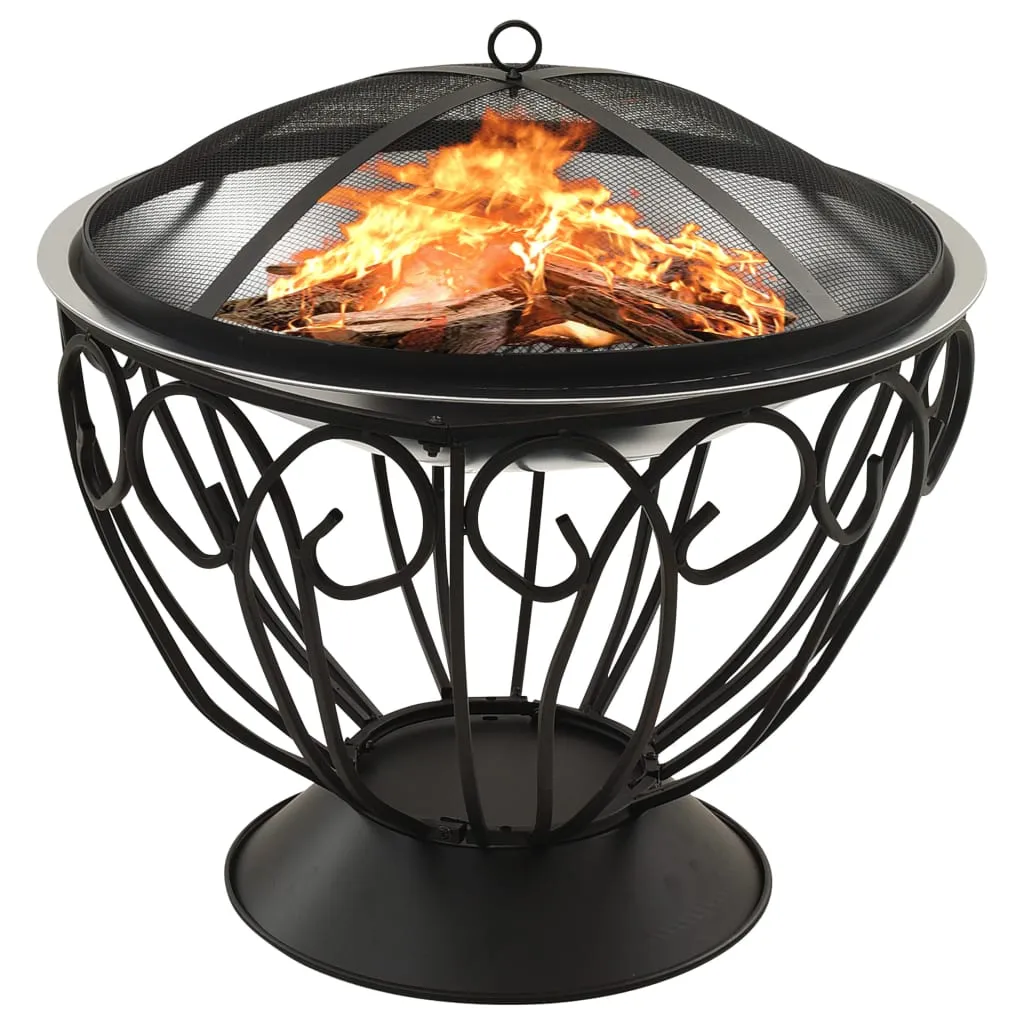 Brasero et barbecue 2 en 1 The Living Store en acier inox 59x59x60 cm