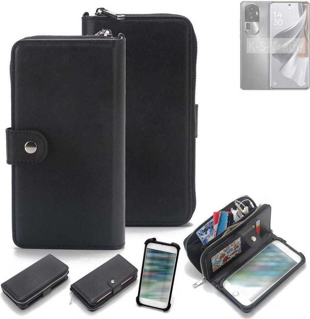 K-S-Trade 2in1 Handyhülle Schutzhülle kompatibel mit Oppo Reno10 Pro+ & Portemonnee Cover Handy Hülle Case Etui Geldbörse Wallet Bookstyle Hülle